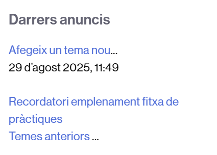Bloc on es mostren les darreres publicacions a l'aula