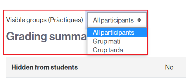 Dropdown to filter by groups
