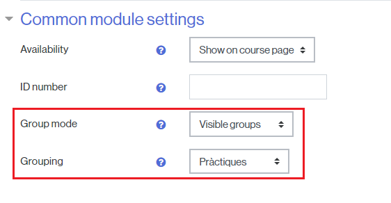 Settings to filter by groups