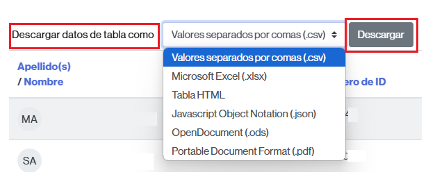Descarga de la información de los certificados generados