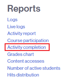 Access to classroom activity completion reports