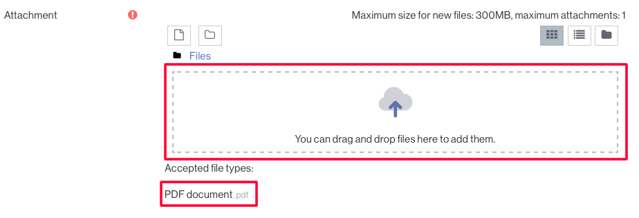 Area to drag and drop files