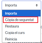 Enllaç per fer una còpia de seguretat de l'aula virtual