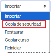 Enlace para hacer una copia de seguridad del aula virtual