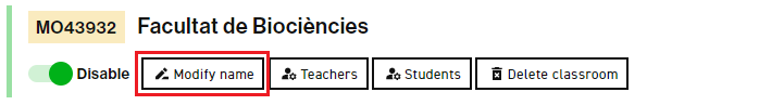 Modify the name of a classroom in the current course