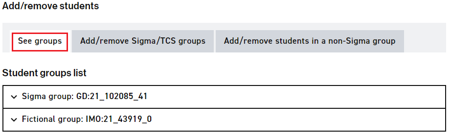 Tab to see the groups in a classroom