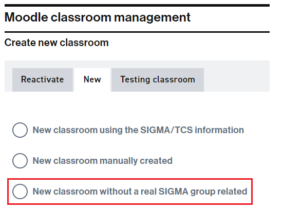 Option to create a new classroom without associated Sigma group