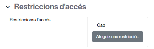 Secció per afegir restriccions d'accés