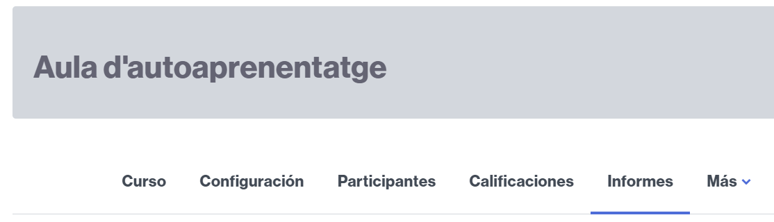 Pestaña para acceder a los informes disponibles en el aula