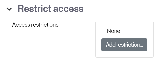Button to add an access restriction to an activity, resource or section