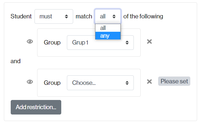 Option of any of the groups