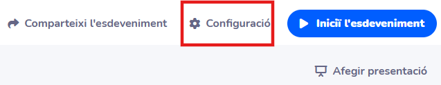 Enllaç per configurar l'esdeveniment de Wooclap