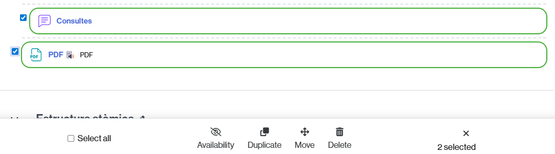 Selecting multiple contents to perform the same action on all of them at the same time