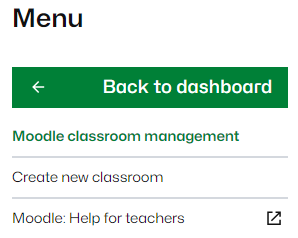 Classroom Management Menu and Create New Classroom