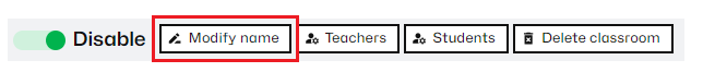 Button to modify the name of the virtual classroom