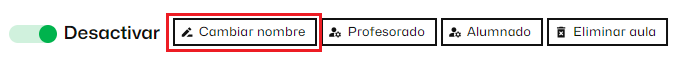 Botón para modificar el nombre del aula virtual