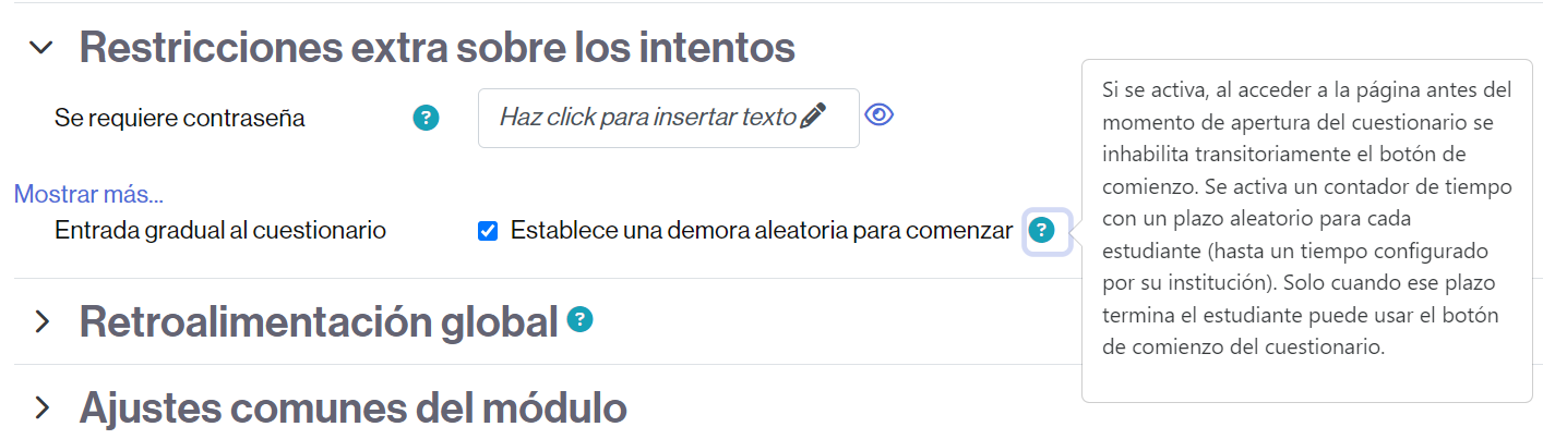 Activació n de la demora aleatoria para comenzar