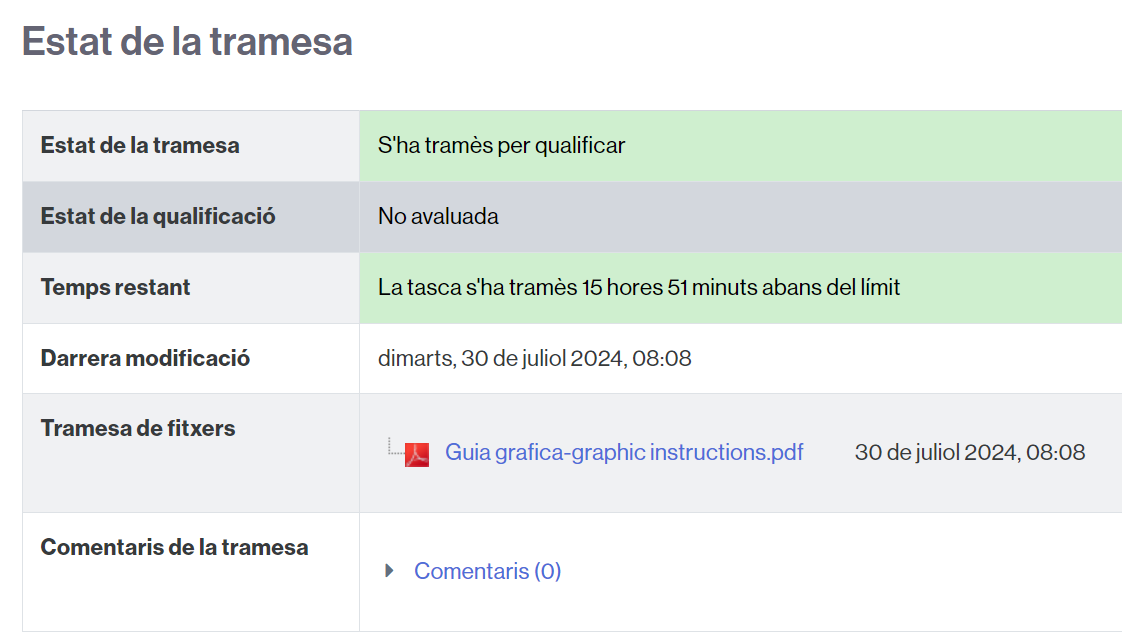 Resum de l'estat de la tasca correctament lliurada