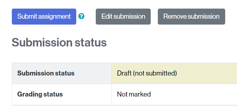 Draft status and the button to submit it