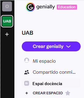 New workspace created in Genially, to share content in the virtual classroom.