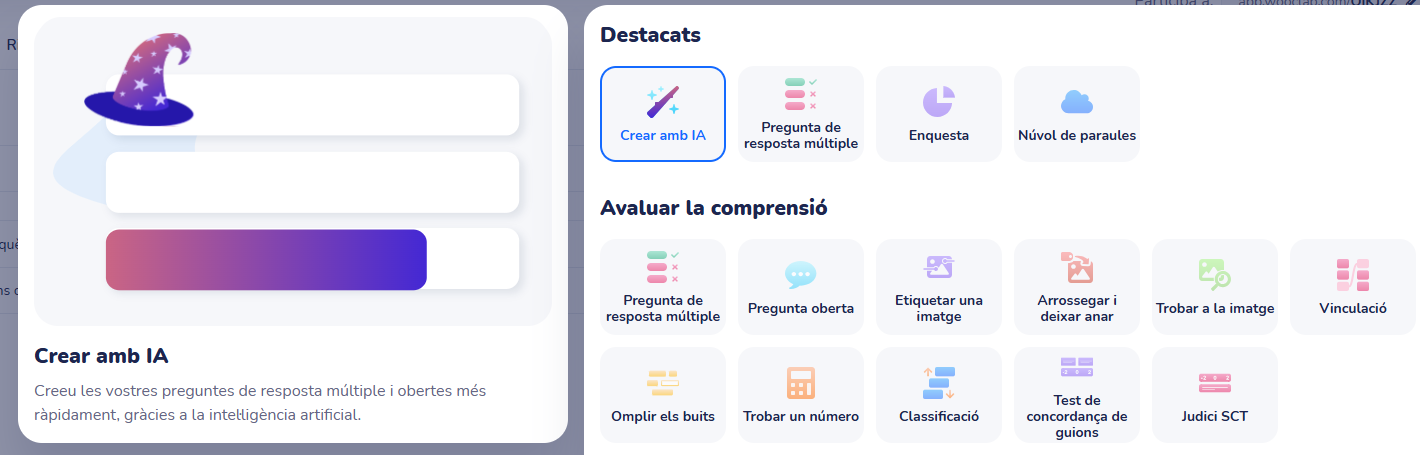 Button to add an AI-generated Wooclap question