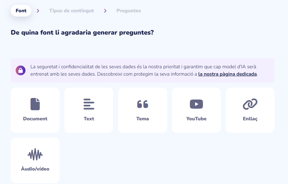 Selecció de fonts des d'on generar preguntes amb IA utilitzant Wooclap