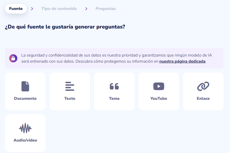 Selección de fuentes desde donde generar preguntas con IA utilizando Wooclap