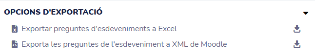 Apartat per exportar resultats d'un esdeveniment