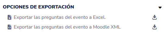 Apartado para exportar resultados de un evento