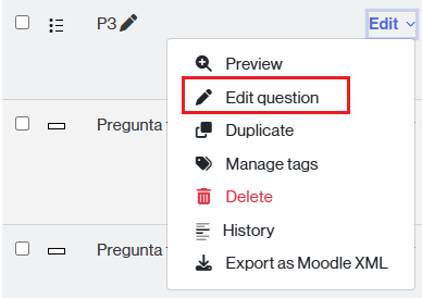 Question Bank. Question Management Options: Edit question