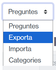 Menú per exportar preguntes del banc de l'aula