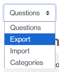 Menu to export questions from the question bank