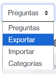 Menú para exportar preguntas del banco del aula