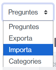 Menú per importar preguntes al banc de l'aula