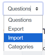 Menu to import questions to the question bank