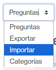 Menú para importar preguntas al banco del aula