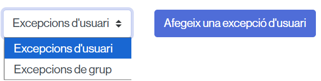 Afegir una excepció d'usuari o de grup