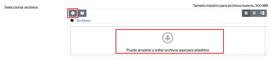 Opciones para subir un archivo