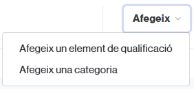 Opcions per afegir un element de qualificació i categoria