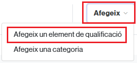 Opció per afegir un element de qualificació a Qualificacions