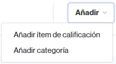 Opciones para añadir un elemento de calificación o una categoría
