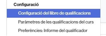 Opció per configurar el llibre de qualificacions de l'aula