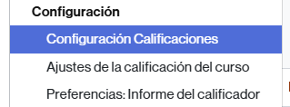 Opciones para configurar el libro de calificaciones del aula