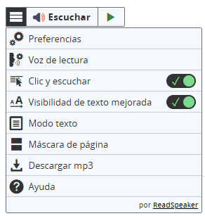 Opciones de marcaje de texto de Readspeaker