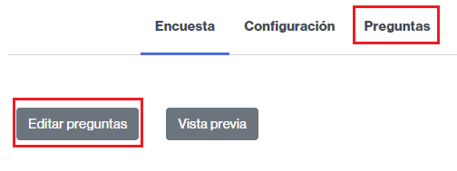Botón y enlace para añadir y/o editar las preguntas de una actividad de encuesta