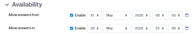 Setting the availability of feedback