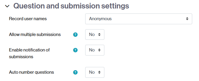 Setting the submission settings in a feedback