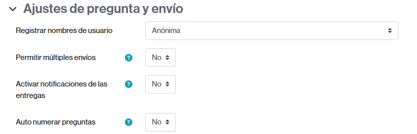 Configuración del tipo de envío en una encuesta