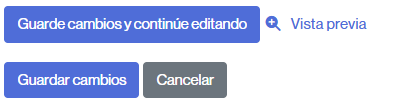 Botones para guardar los cambios de una pregunta del banco del aula