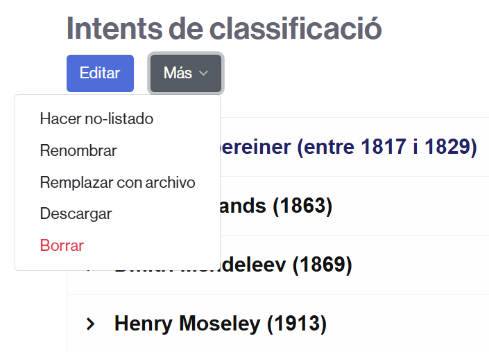 Menú para descargar un contenido H5P